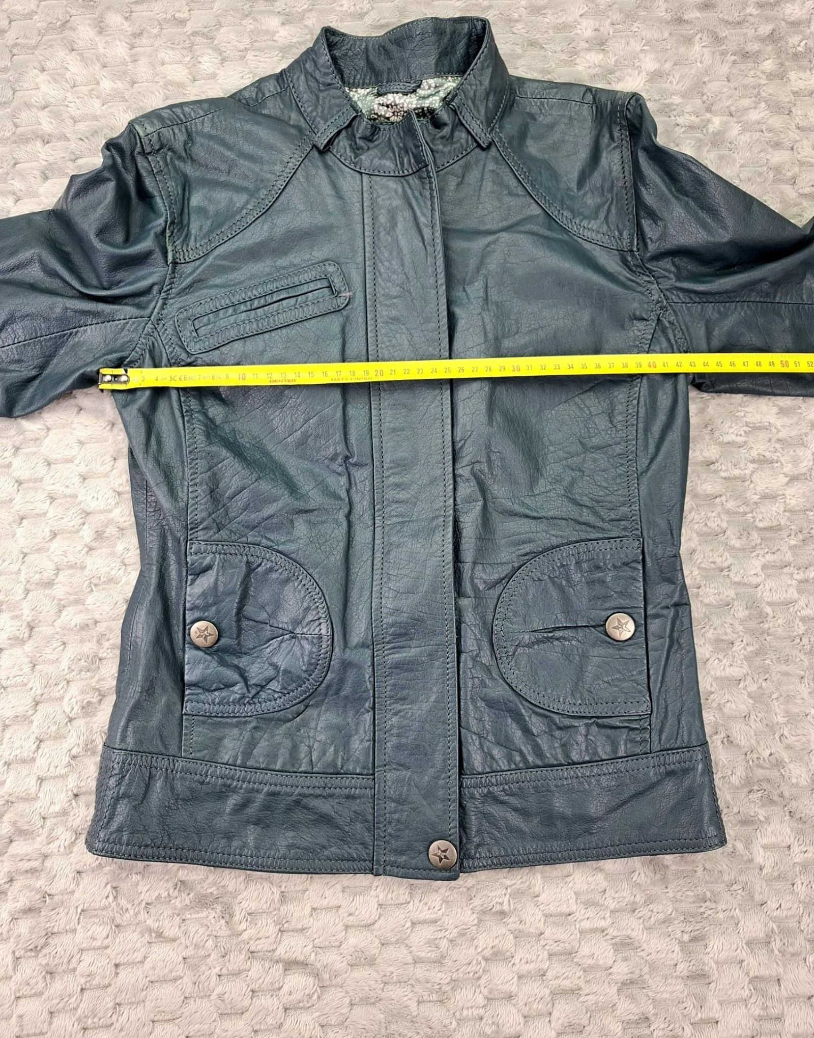 Xdye Leather Biker Jacket Vintage Y2K 2000s Teal Blue – photo 8